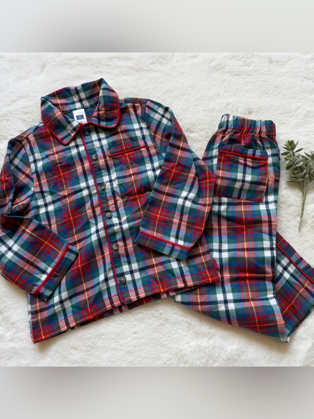 Janie & Jack | EUC - Tartan Holiday Flannel PJ Set | Size 4 - Picture 1 of 9